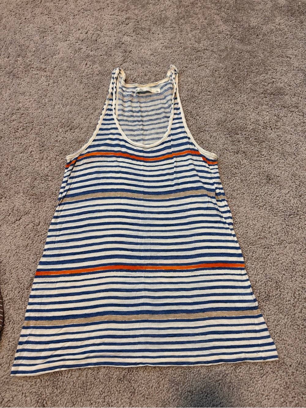 Striped Racerback Tank Top in Blue, Cream & Orange